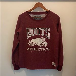 Roots Logo Vintage Sweater Sz S Red